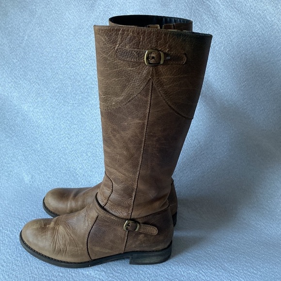 DUO Distressed Brown leather knee high riding boots Size 42 US 9-9.5 - Picture 2 of 11